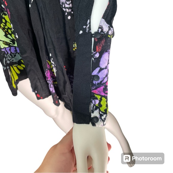 Free People Field of Butterflies Tunic Top Boho Long Sleeve Black Size XS - Picture 5 of 9